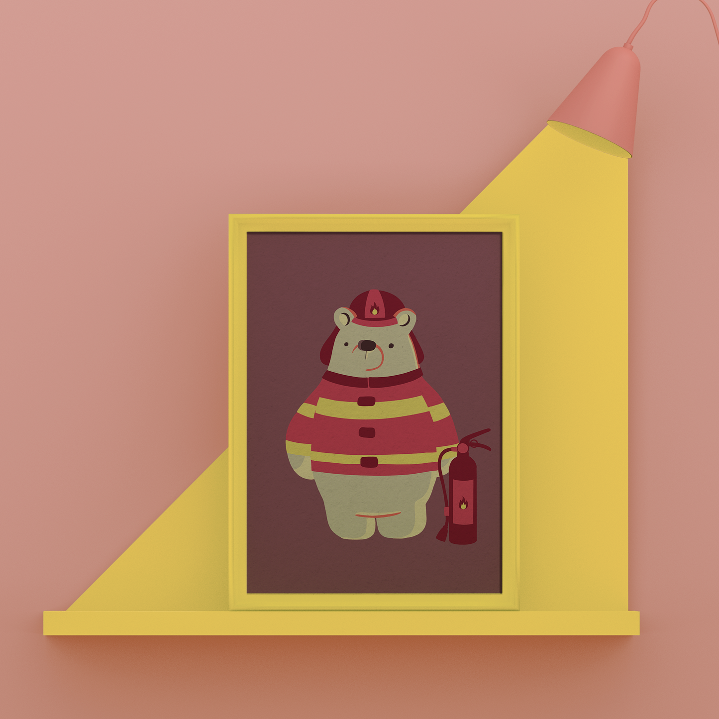 poster, kinderkamer, beren, brandweer